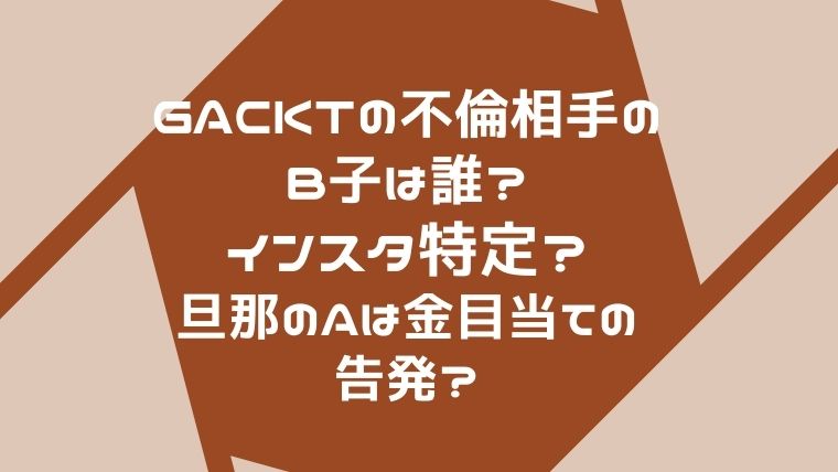 GACKTの不倫相手のB子は誰？インスタ特定？旦那のAは金目当ての告発 